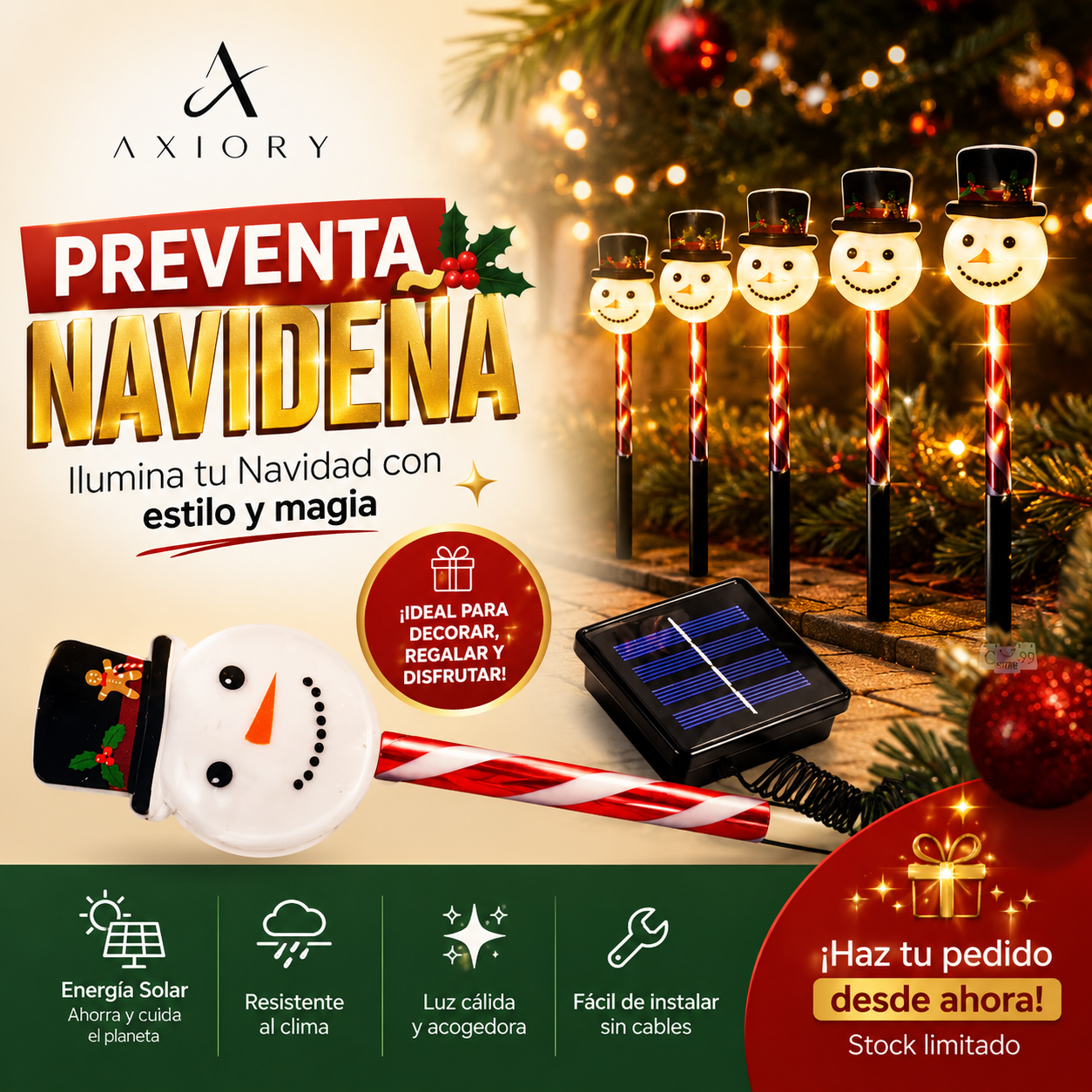 Luz Solar Navideña Muñeco de Nieve™