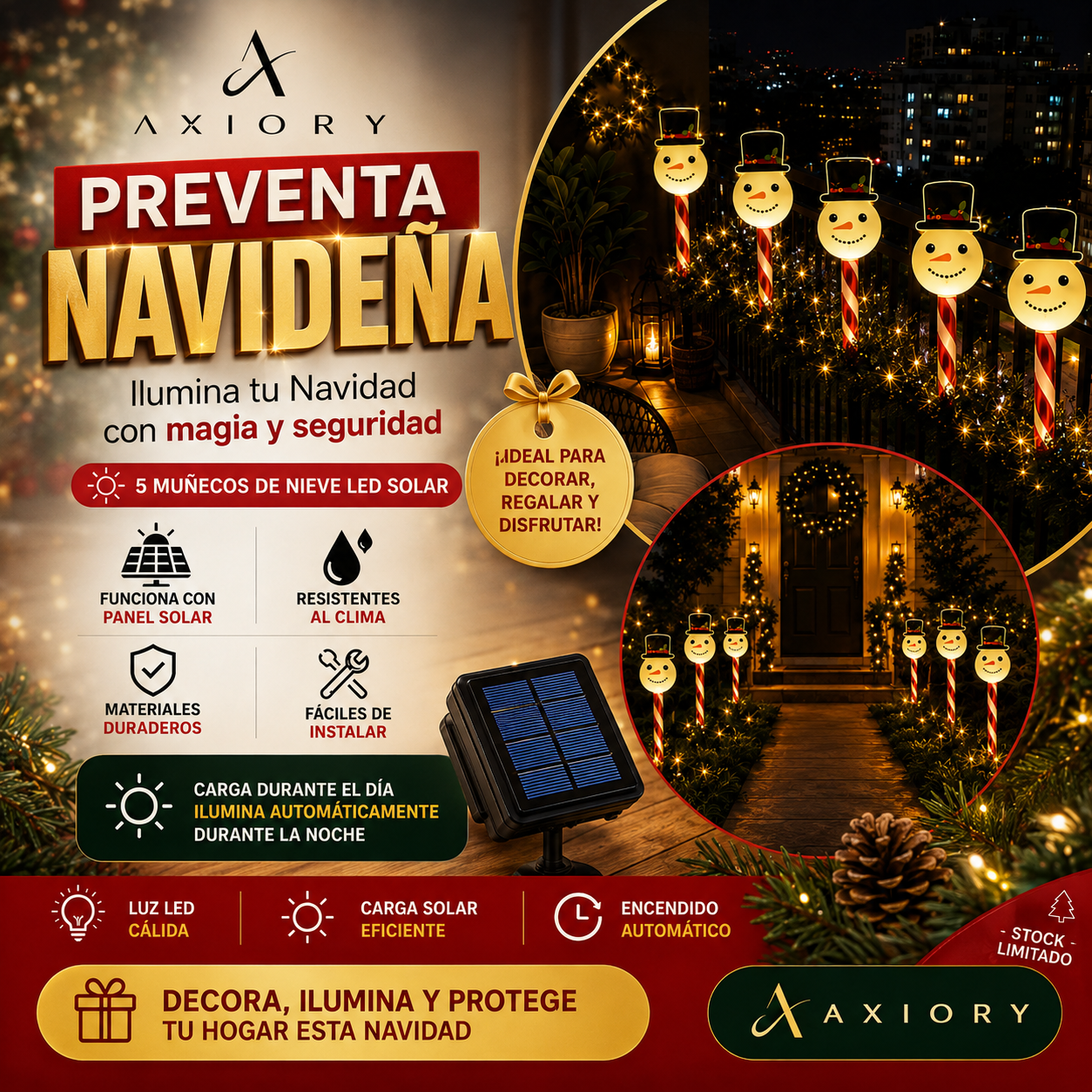 Luz Solar Navideña Muñeco de Nieve™